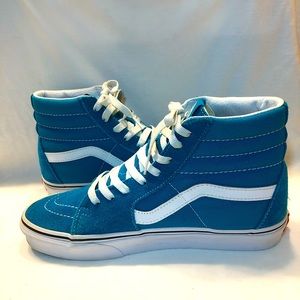 High top suede vans royal blue and white